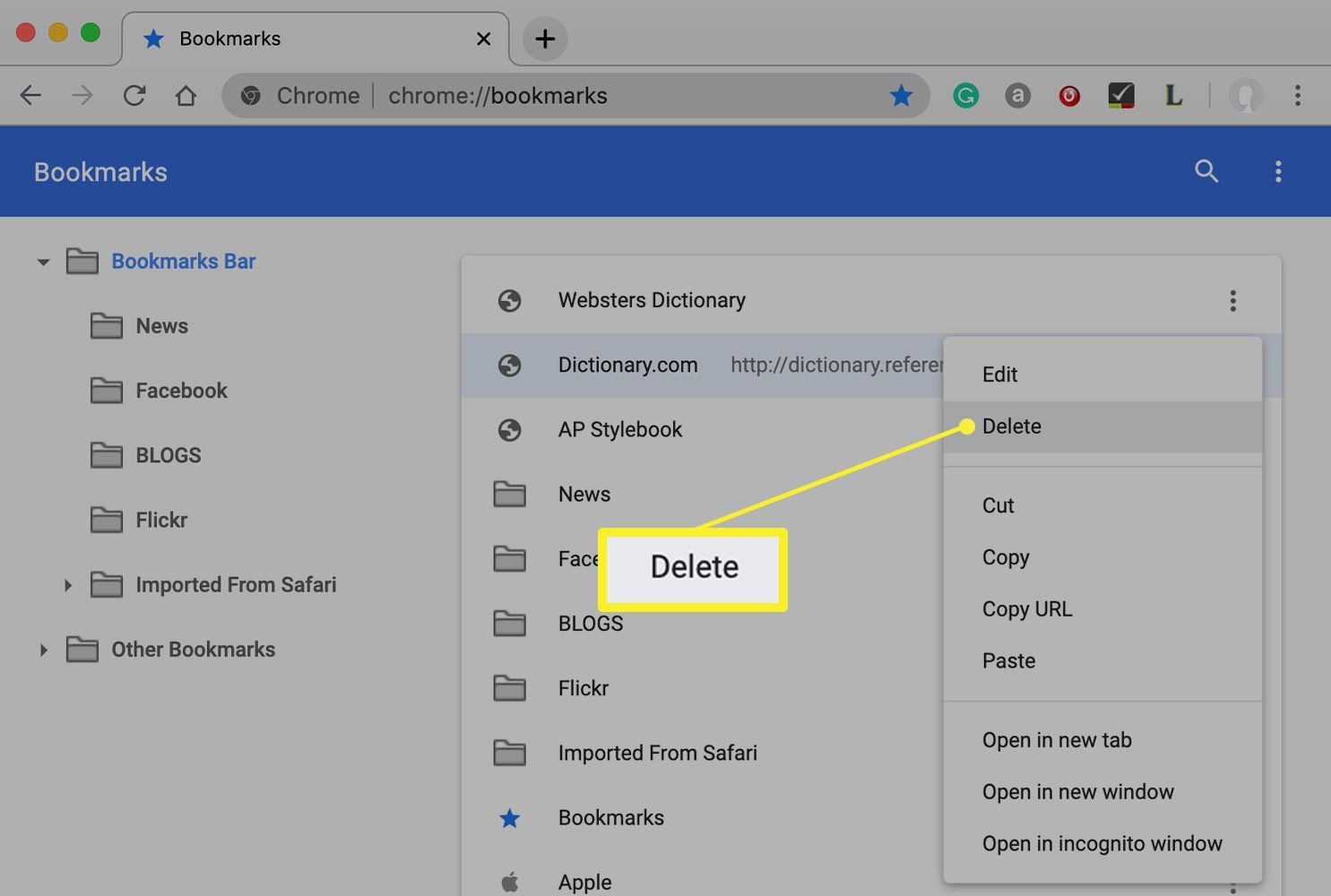 How To Delete Bookmarks In Your Web Browser ‣ Techychemist Blog