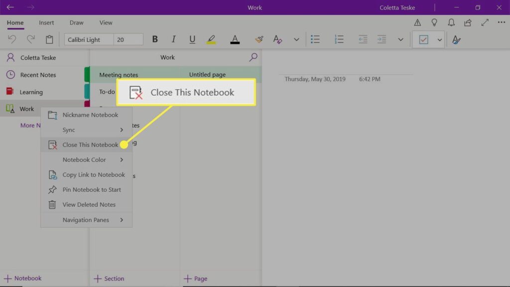 How to delete Onenote notebook