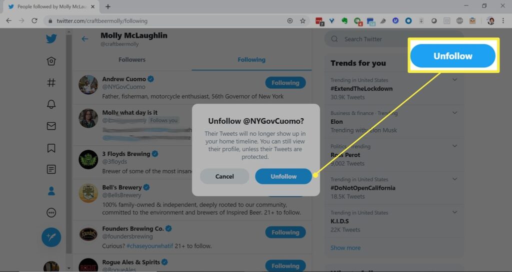 How to Unfollow Someone on Twitter Account