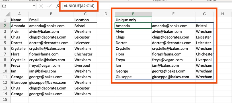 How to eliminating Duplicates in Excel